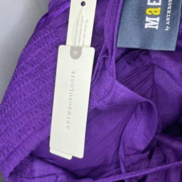 Anthropologie Maeve Ruffled Tulle Mini Dress deep Purple L - Picture 6 of 8